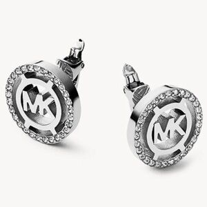 Michael Kors Silver Logo/Crystal Earrings